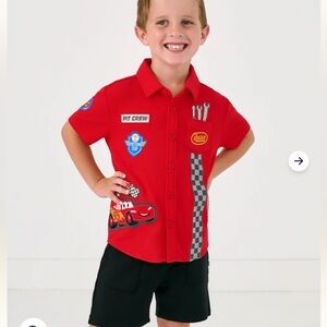 🌲Little Sleepies Lightning McQueen Pit Crew Shirt Piston Cup Polo